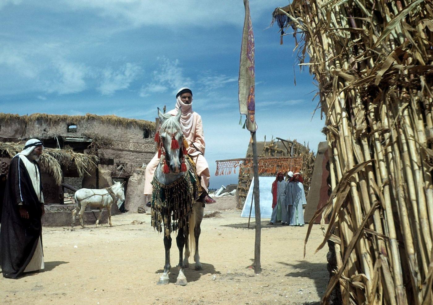 #7 Egyptian tribesman on a Arabian horse in a village in Egypt, 1948