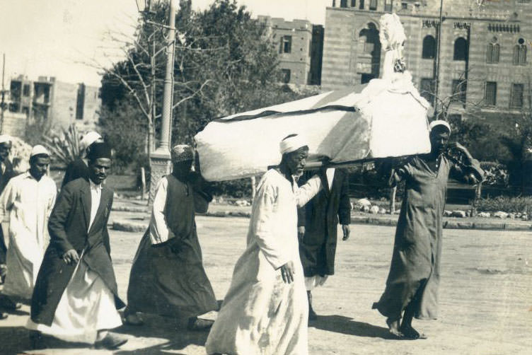 #53 Funeral Procession, 4 men carrying a coffin, Egypt