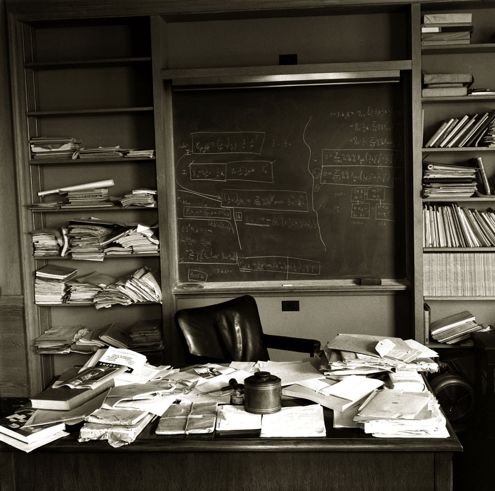 #1 Albert Einstein’s office left untouched after his death in Princeton, New Jersey, April 1955.