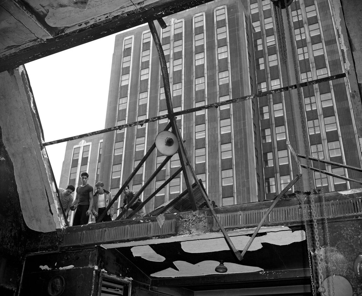 #7 Crew at Airplane Crash Site on City Skyscraper