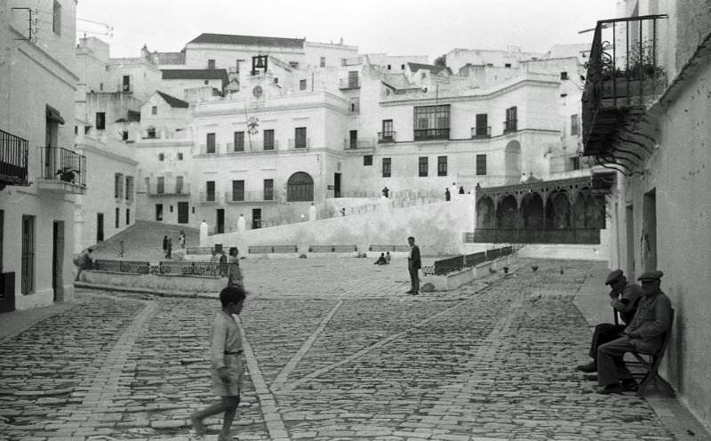#147 Spain. Stone city plaza, 1950