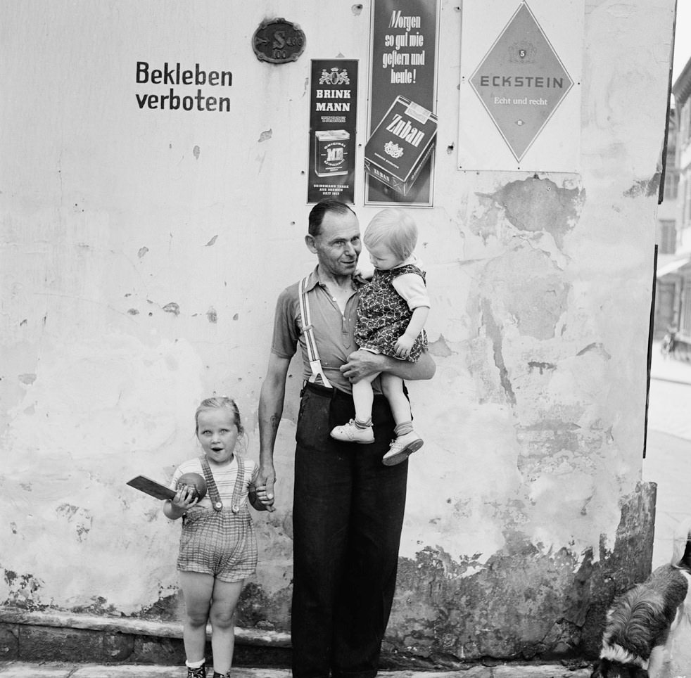 #179 Father and Two Children, Germany, 1955