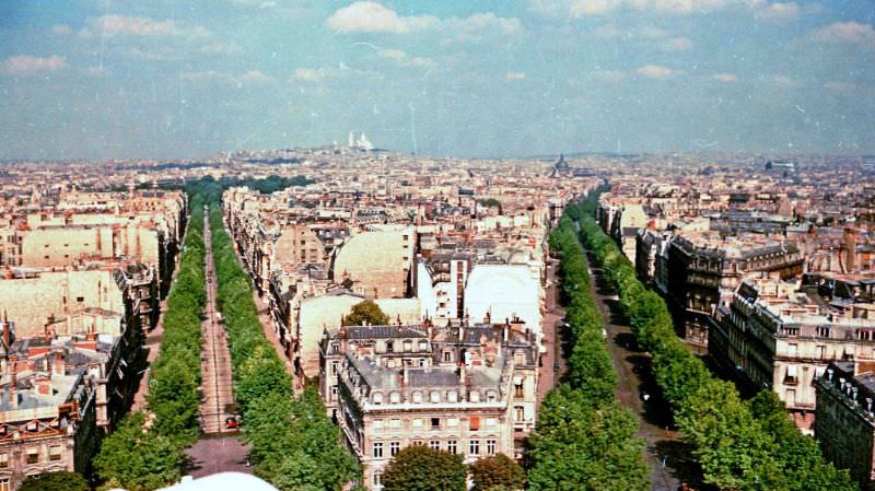 #112 Paris, view from Arc de Triomphe, France, 1950