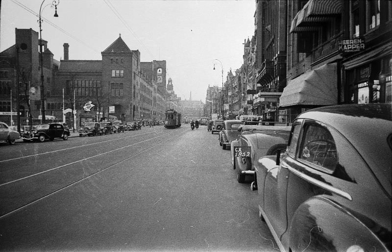 #132 Amsterdam, Damrak Avenue, Netherlands, 1950