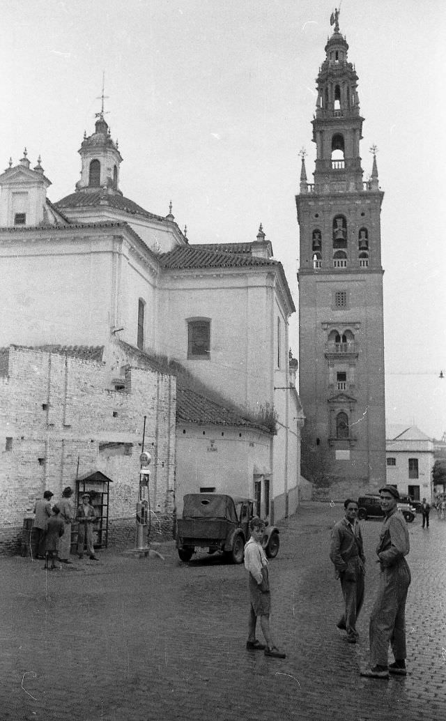 #141 Spain. Carmona, church tower, 1950