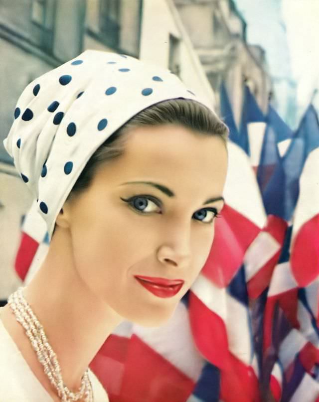#17 Ann Farrar, Instant Beauty by Coty ad, photographed in France by Gleb Derujinsky, Vogue, March 15, 1959