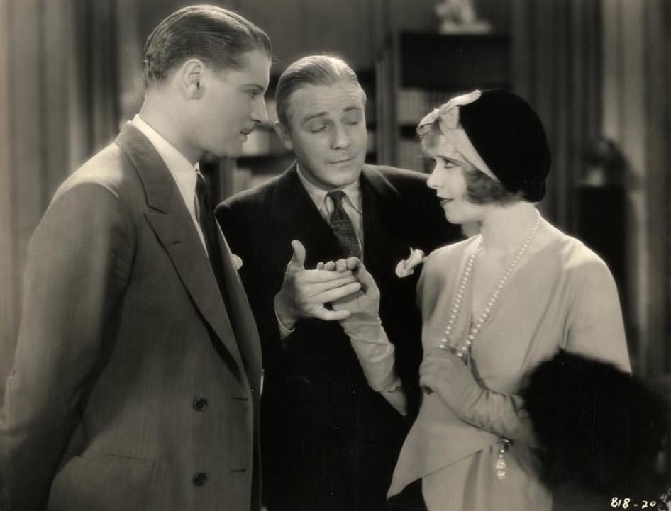 Clara Bow, Ralph Forbes, and Richard ‘Skeets’ Gallagher in ‘Her Wedding Night’, 1930