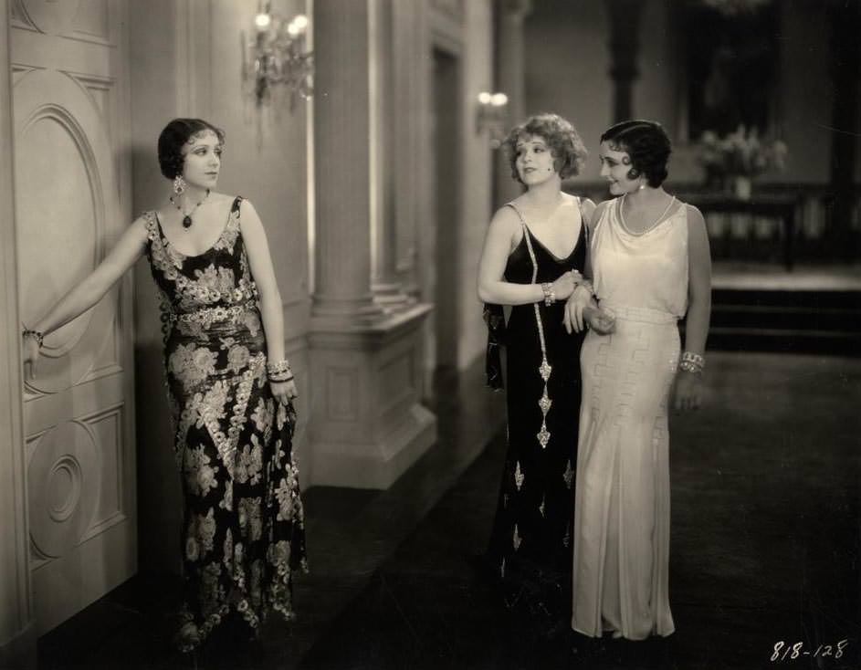 Clara Bow, Geneva Mitchell, and Rosita Moreno in ‘Her Wedding Night’, 1930