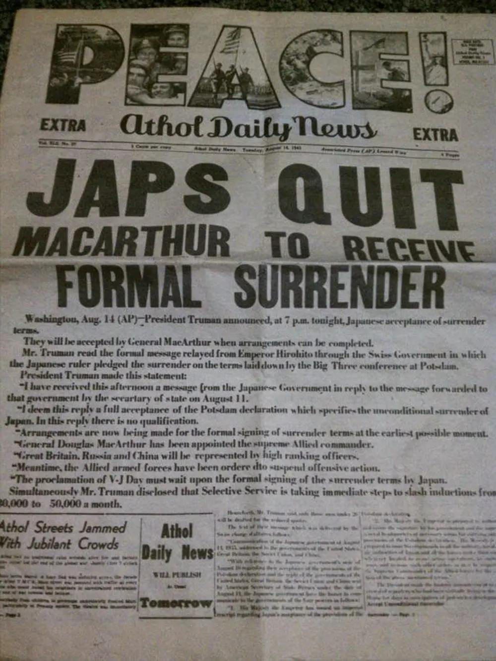 #4 The actual surrender took place on 14 August 1945. All that was left was the formal ceremony and occupation.