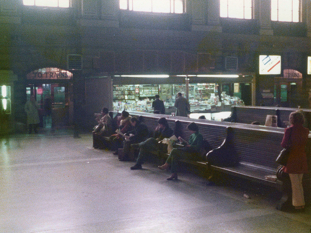 #26 Hoboken Erie Lackawanna railroad terminal waiting room, March 1975