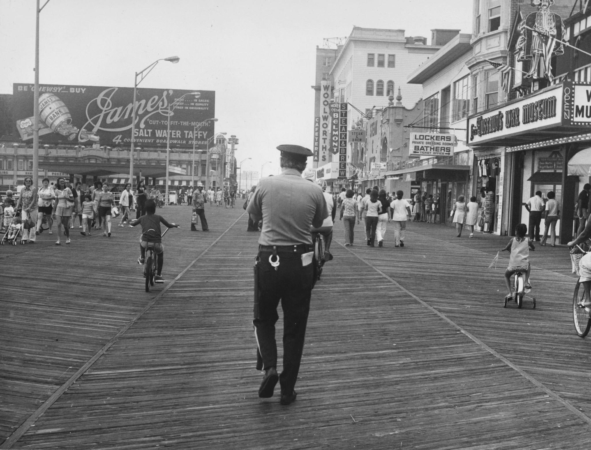 #14 A policeman walking along the boardwalk at Atlantic City, New Jersey, 1976