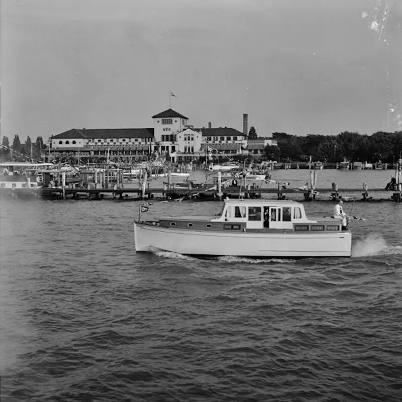 #1 A Venetian night party at the Detroit yacht club, whose members represent the wealthier class of manufacturers and their friends, Detroit, Michigan, 1940.