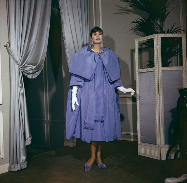#4 Comedie Francaise’ parma violet faille evening gown from the House of Dior. Fall-Winter 1958-1959.