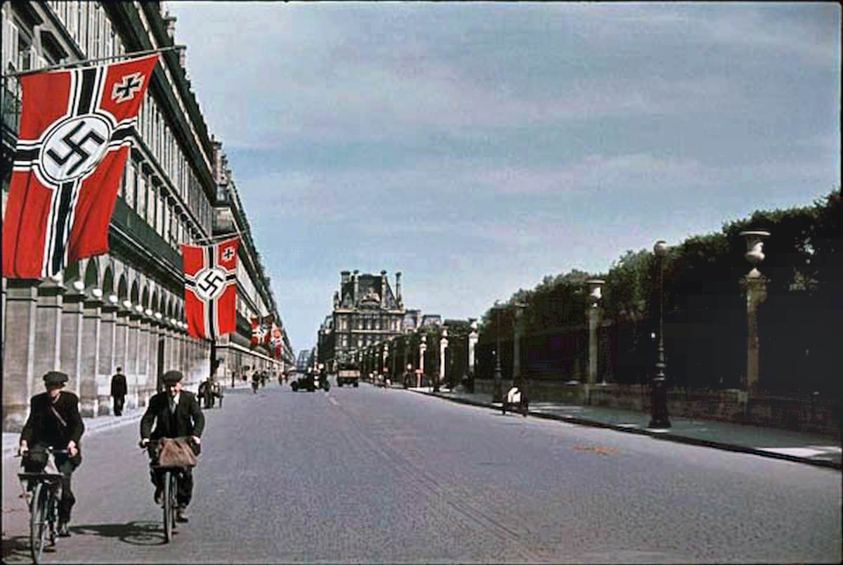 #10 Giant Swastikas line the streets of the French capital.