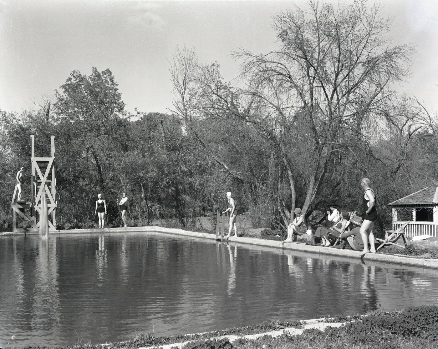 #58 Soda Springs Ranch Guests Swimming, 1930s
