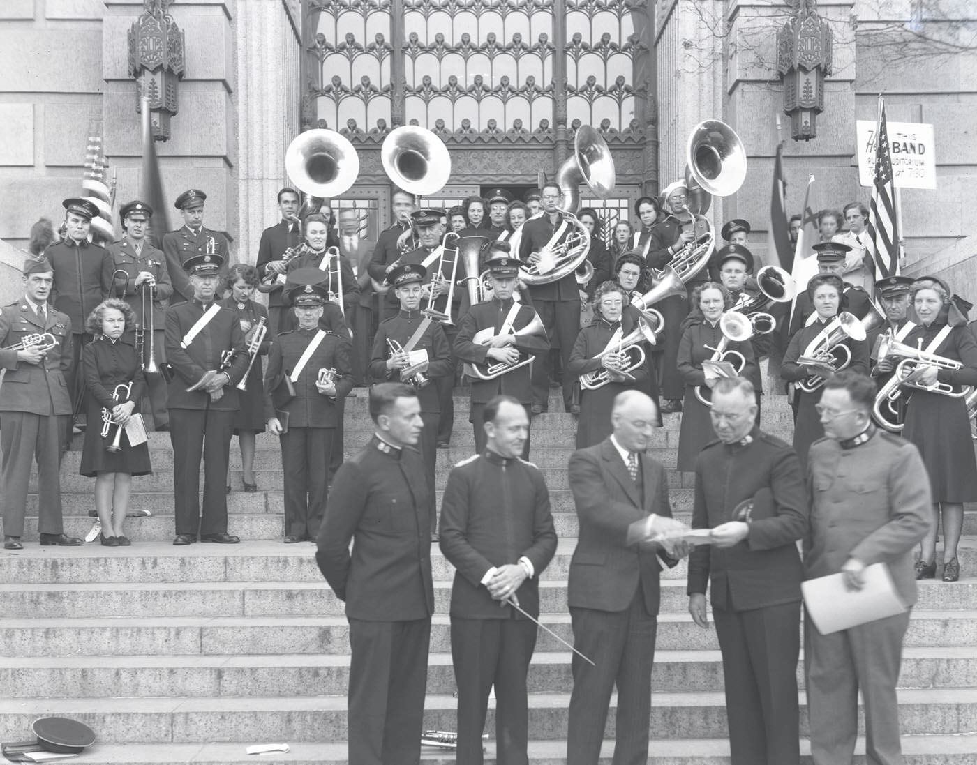 #4 Salvation Army Band on Steps, 1945