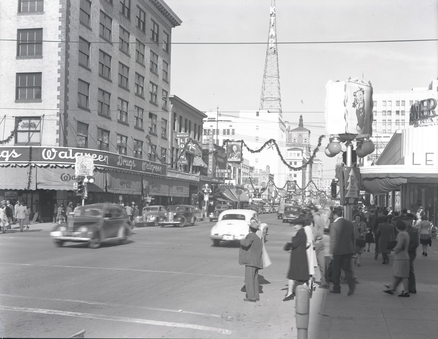 #53 Central Ave., 1945. View looking north on Central Ave. from approximately the intersection of Washington and Central.