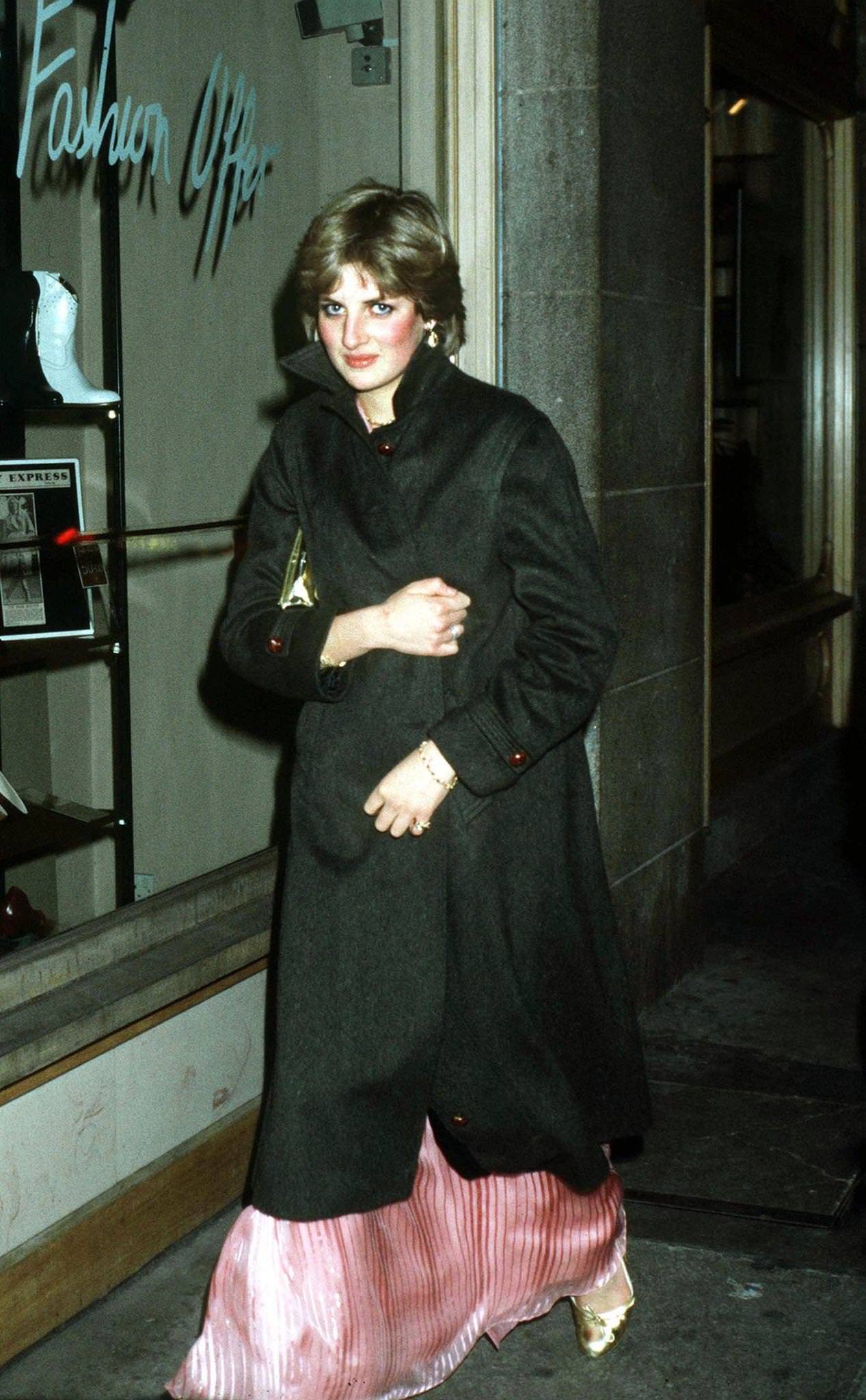 #15 Lady Diana Spencer leaves the Ritz Hotel in London after attending Princess Margaret’s 50th birthday party, November 1980.