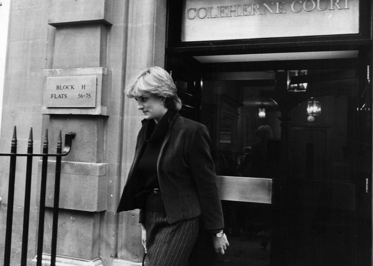 #26 Lady Diana Frances Spencer leaving her Earls Court flat in London to go shopping.