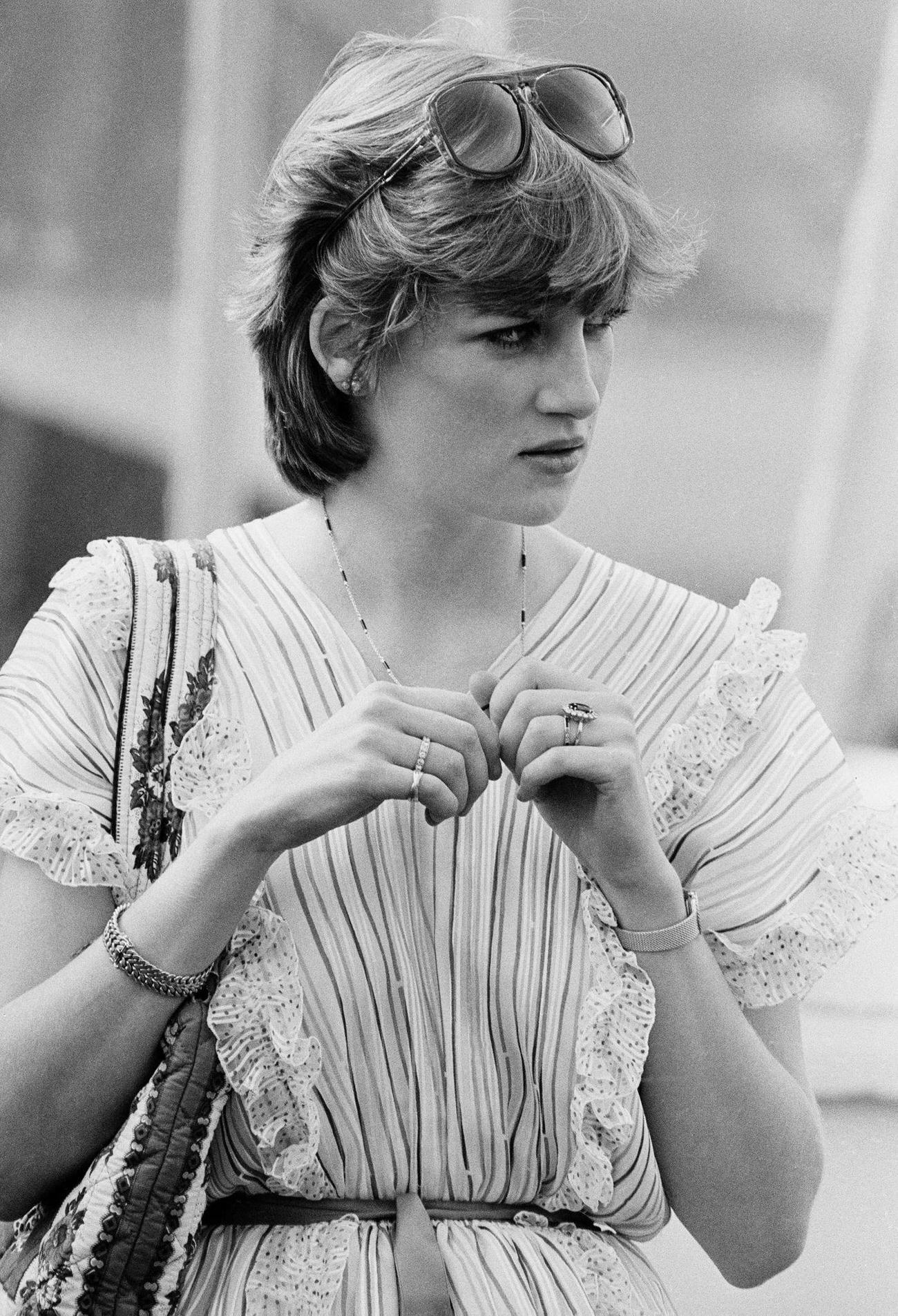 #43 Lady Diana Spencer watching Prince Charles play polo, 1981