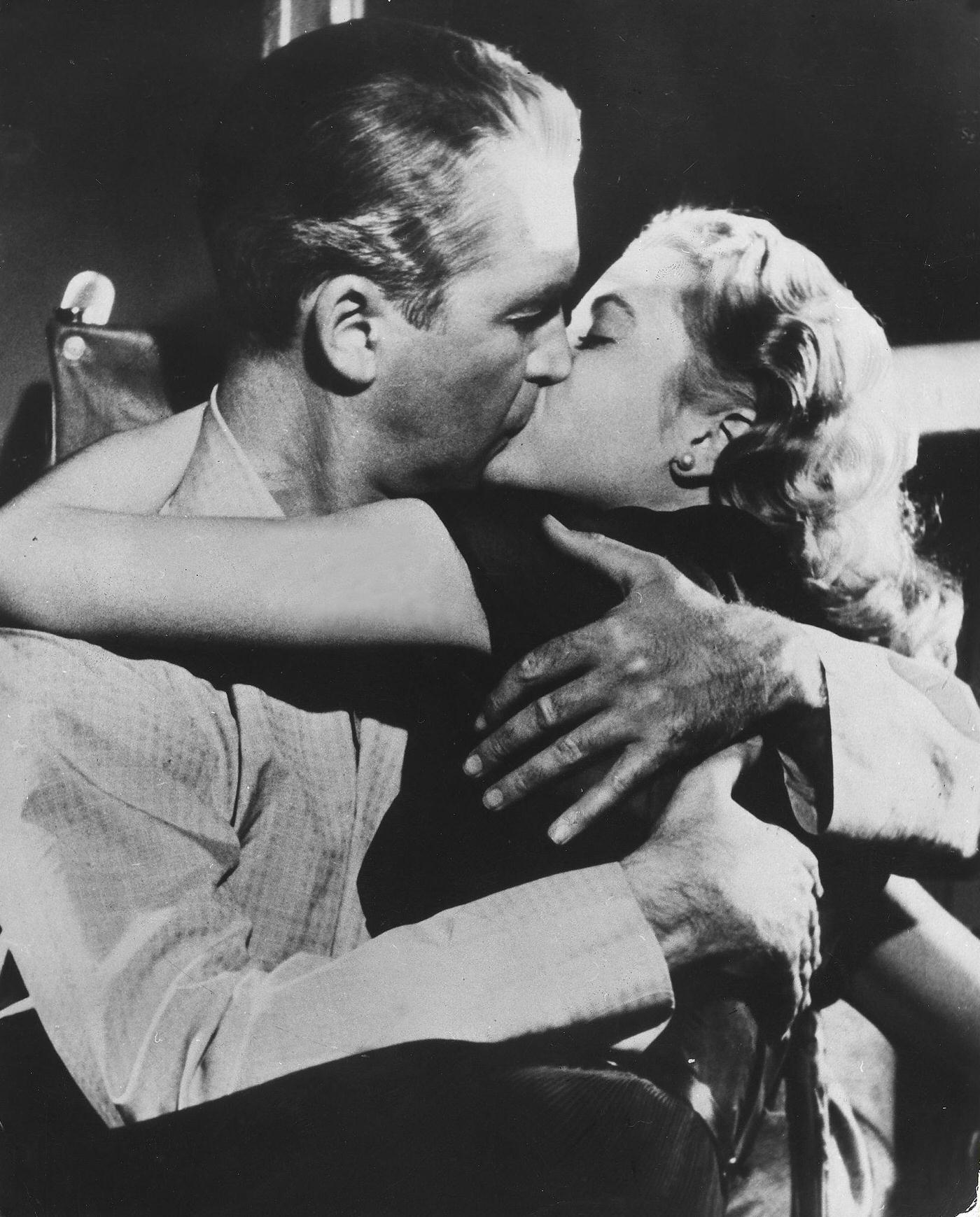 James Stewart in a scene from the movie ‘Rear Window” – with Grace Kelly