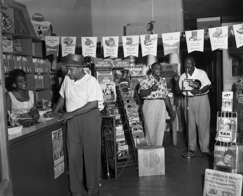 #12 A Memphis record store in the summer, 1954.