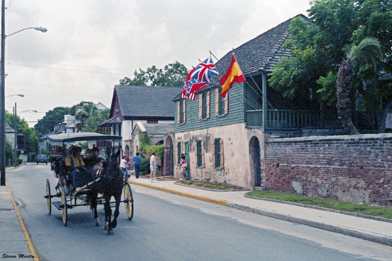#11 Carriage passing Gonzalez-Alvarez House, the oldest in St. Augustine and in Florida, St. Augustine, 1986