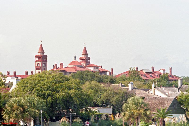 #29 View from Castillo de San Marcos, looking toward the historic Ponce de Leon Hotel, which is now Flagler College, St. Augustine, 1986
