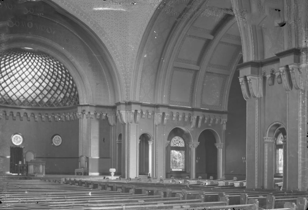 #152 Pews and Altar of a Church, 1900