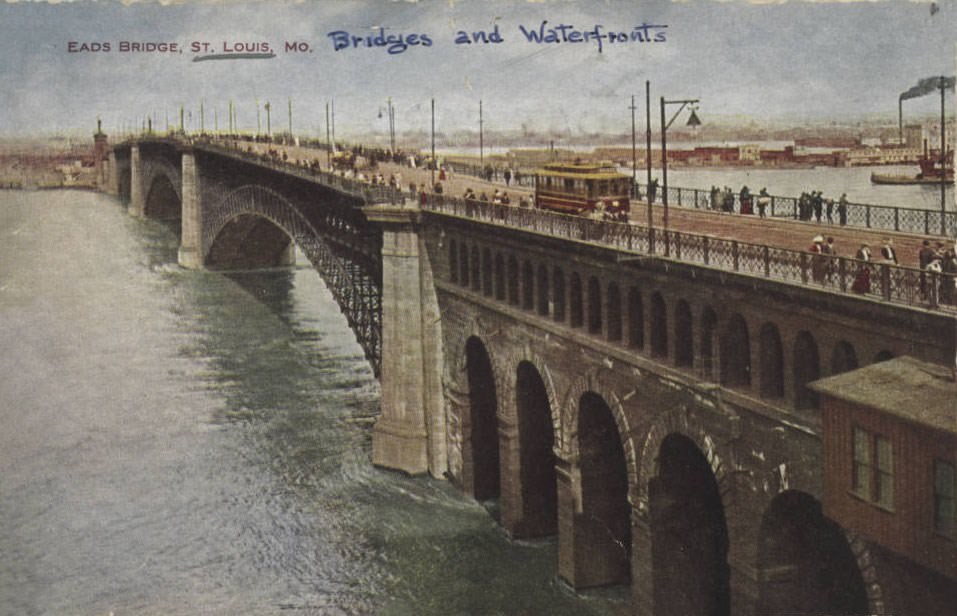 #157 View of the Eads Bridge looking from St. Louis, Missouri towards East St. Louis, 1900
