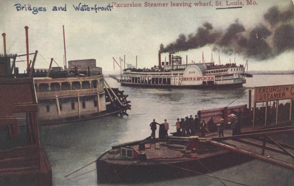 #164 Excursion steamer leaving wharf, St. Louis, 1900