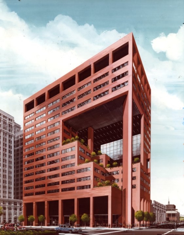 #115 A sketch of the office building project of the Frates Redevelopment Corp, 1980