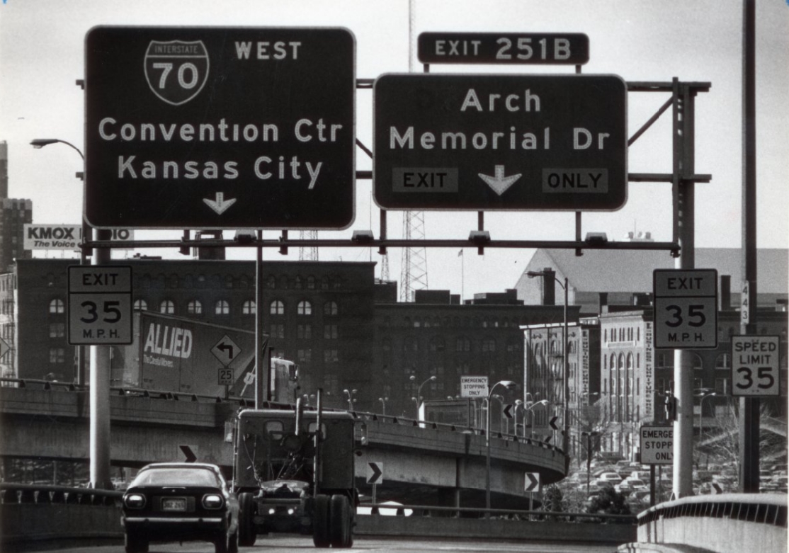 #80 New Signs On Poplar Street Bridge, 1984