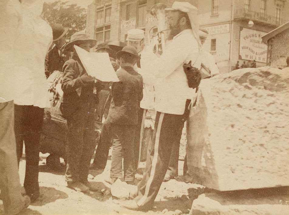 #14 Small band playing in street from Sydney, 1890
