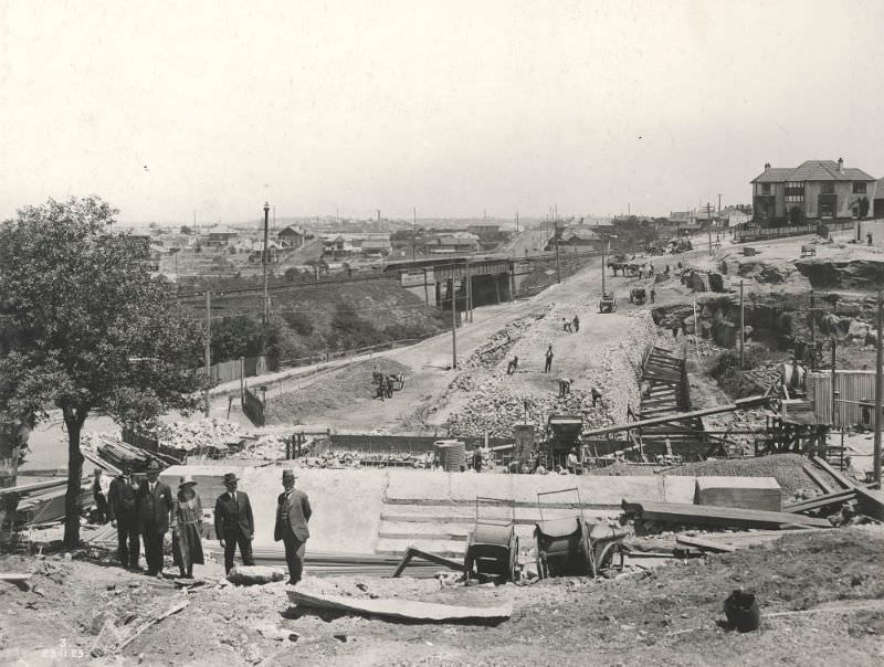 #1 Looking towards Bay Road Station from Eastern Abutment Euroka St Bridge, November 23, 1923