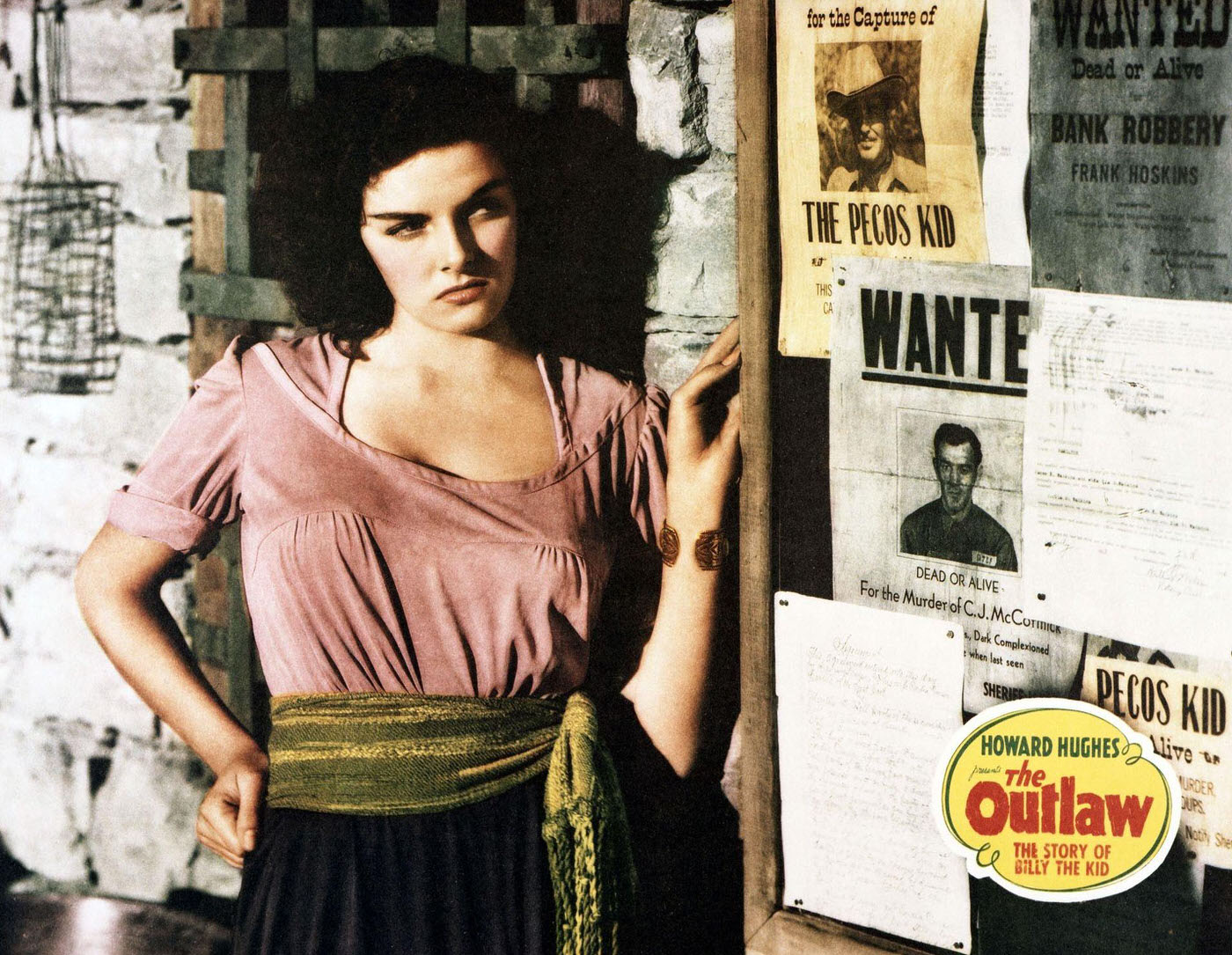 A lobby card for Howard Hughes’ 1943 western ‘The Outlaw’, starring Jane Russell.