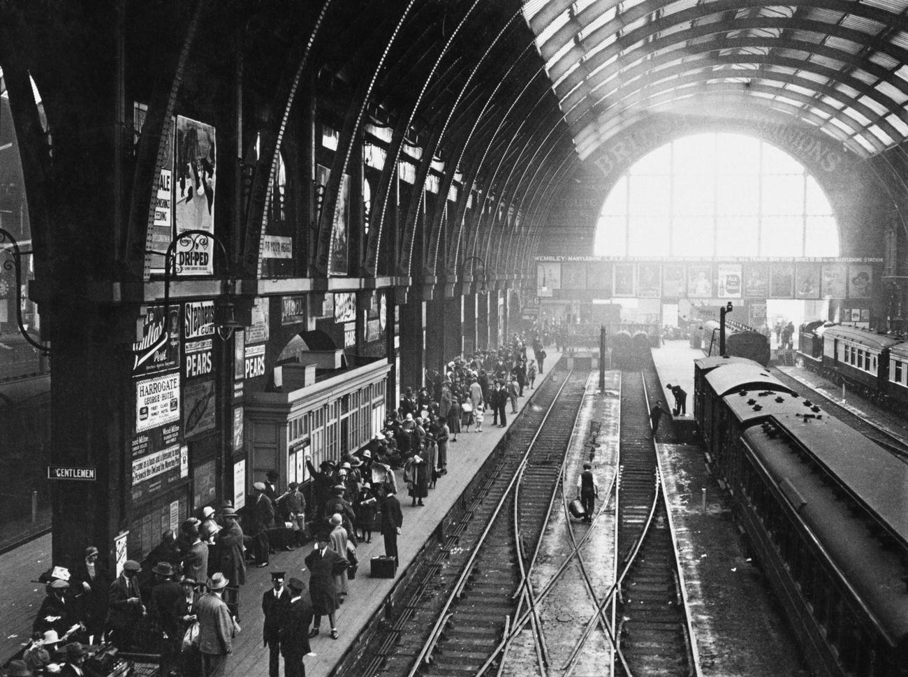 Holiday crowds at King’s Cross railway station, London, August 1925.