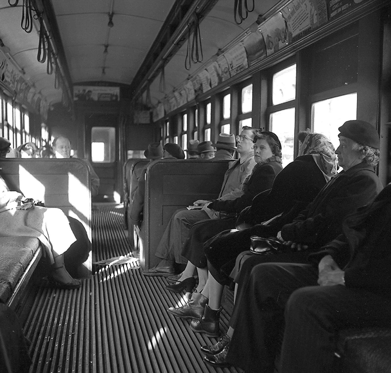 Passengers on the third Avenue El Train