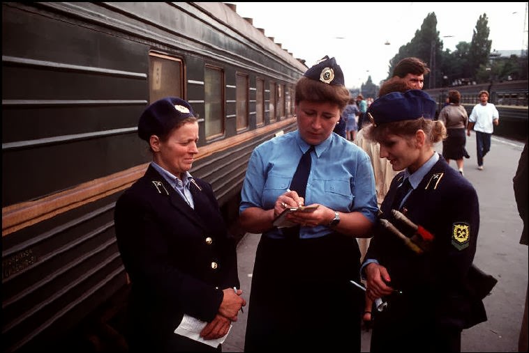 #49 Conductors at a train station in Odessa.