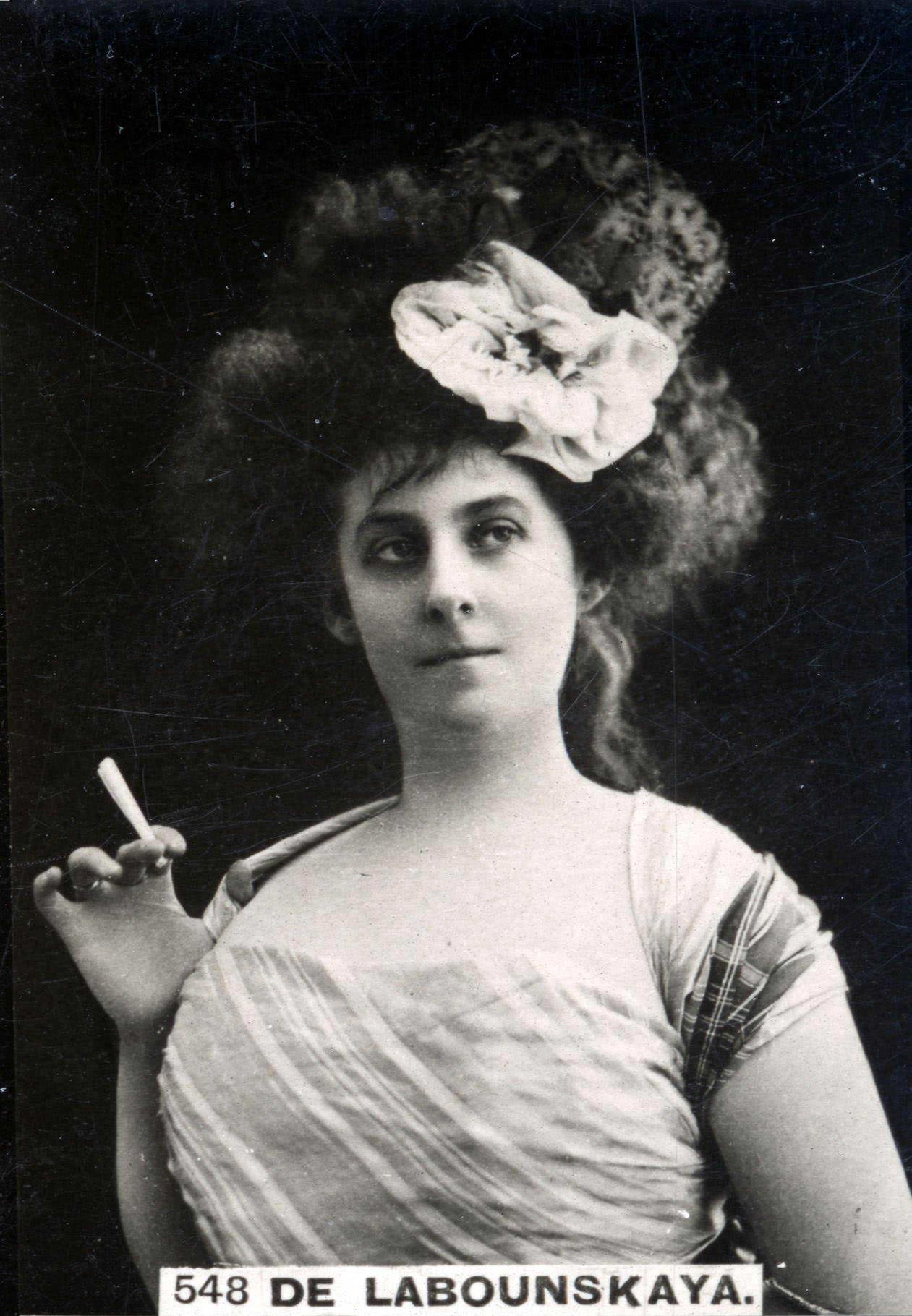 #15 Stage actress Miss de Labounskaya, on Ogden’s Cigarette Card, 1894