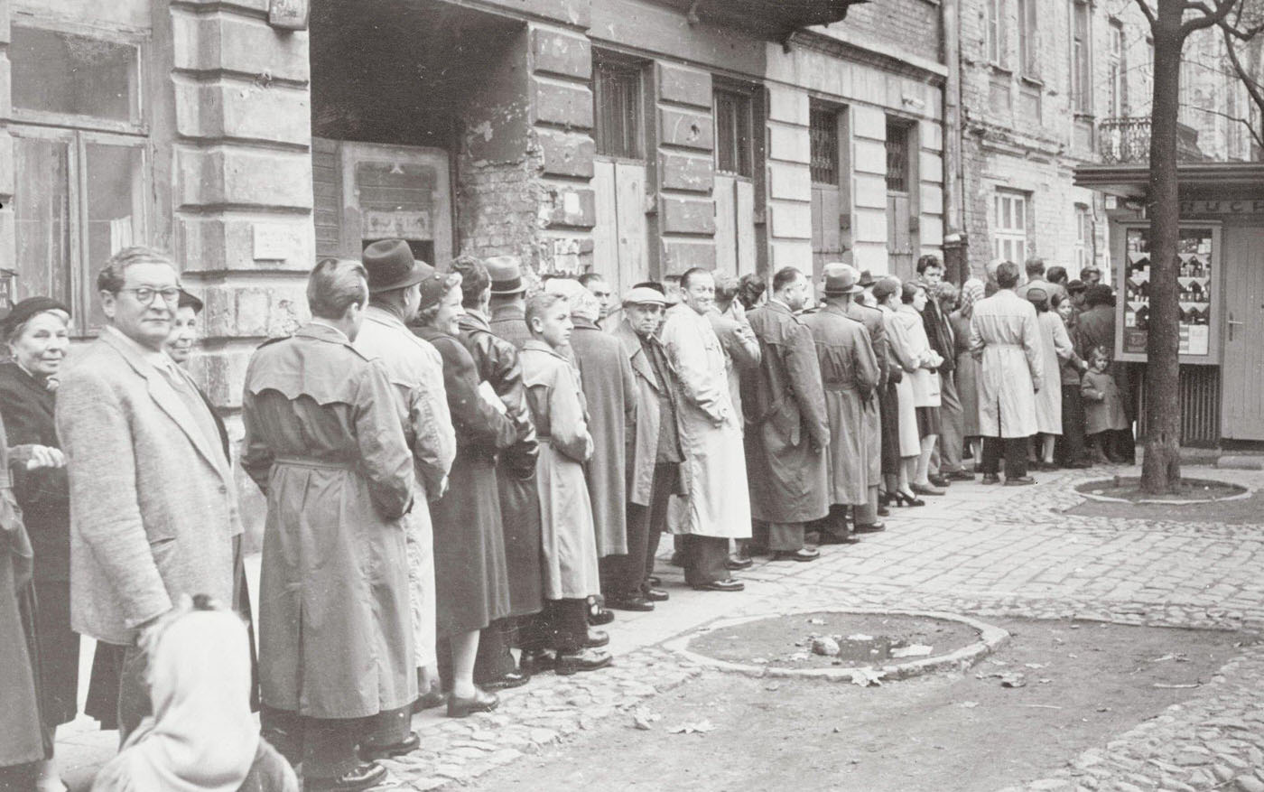 #75 Poles Waiting for Newspaper, 1940s