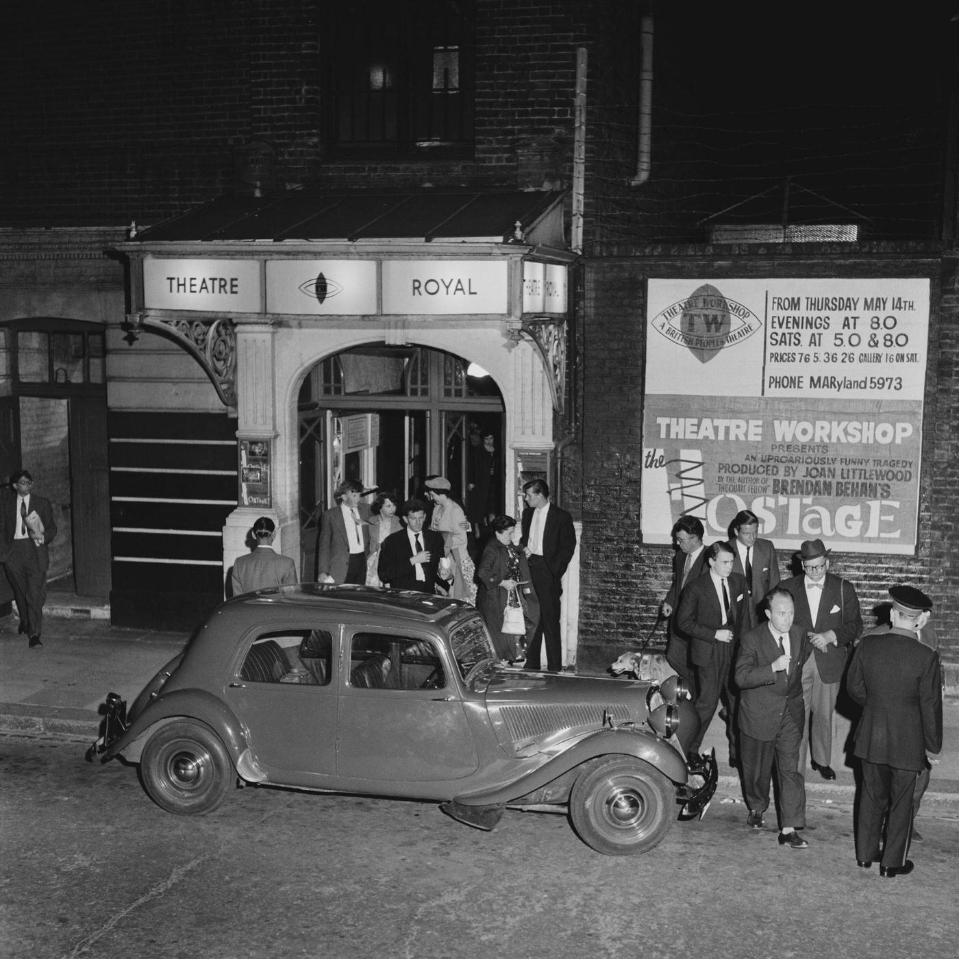 The audience of “The Hostage” at the Theatre Royal Stratford East in London, 1959.