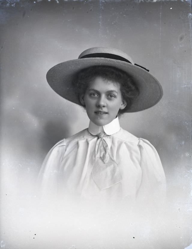 #123 Miss Harrison poses for a portrait on August 31, 1910