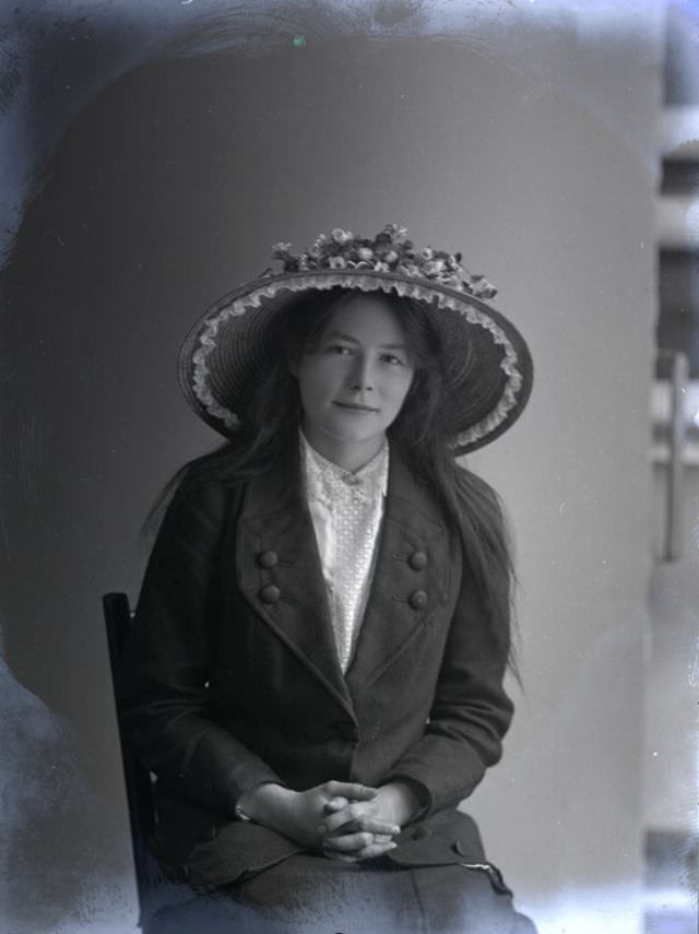 #132 Miss D Willis poses for a portrait on December 19, 1912