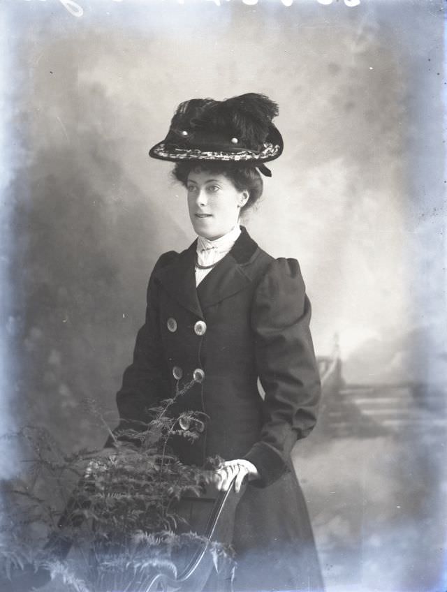 #98 Miss Taylor poses for a portrait on December 14, 1906