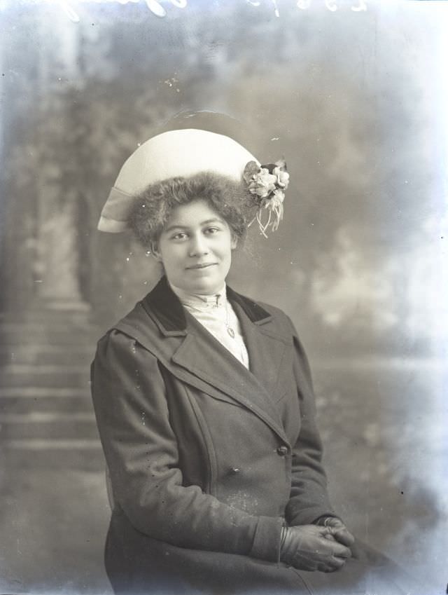 #103 Miss D Szlumper poses for a portrait on March 10, 1907