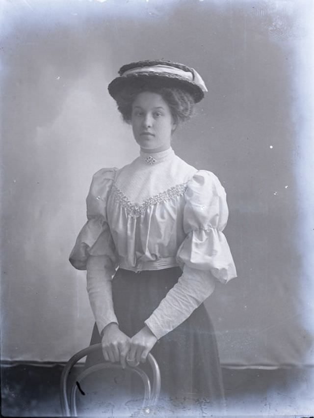 #105 Miss L Fordhaus poses for a portrait on July 18, 1907