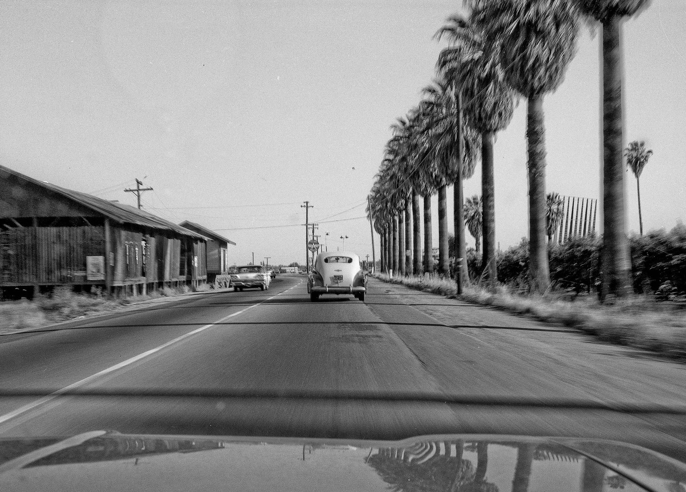 #5 South bound on Clovis Avenue in 1961 about 1/8 mile from the Olive intersection in east Fresno, California.