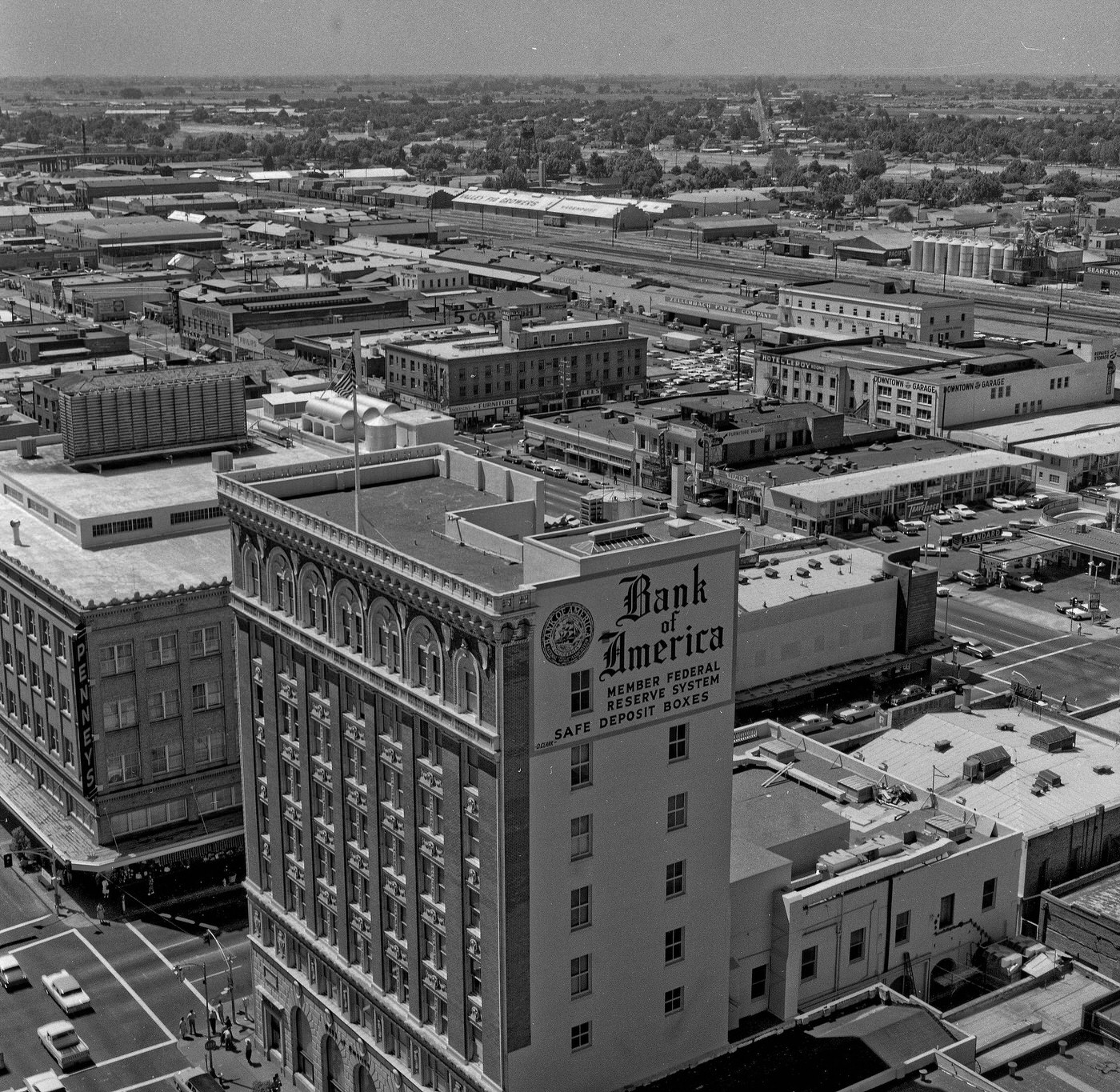 #32 View south from the top of the Security Bank Building, downtown Fresno, California.