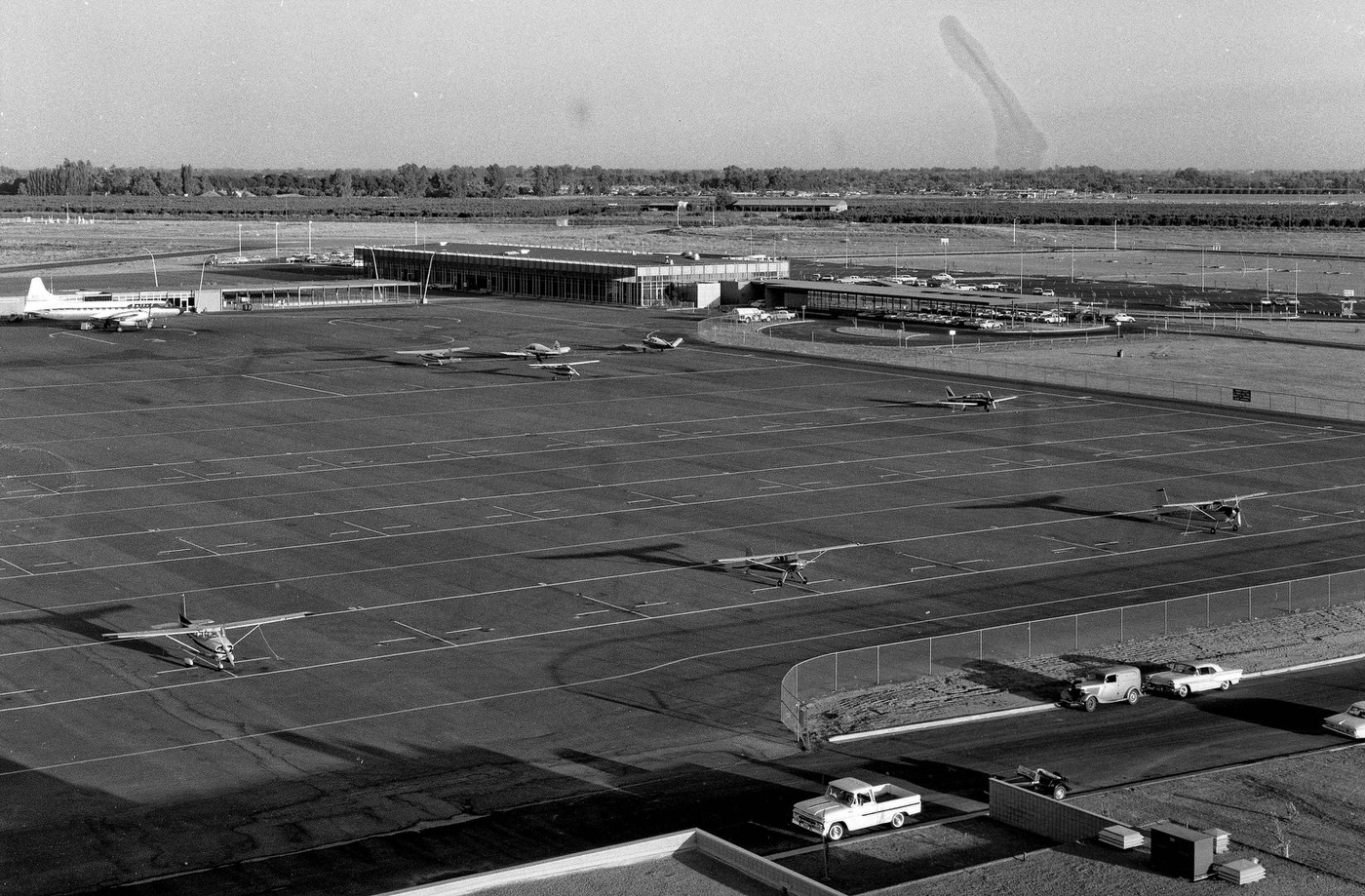 #40 View south from the control tower at the new Fresno Air Terminal shortly after its completion in 1962.